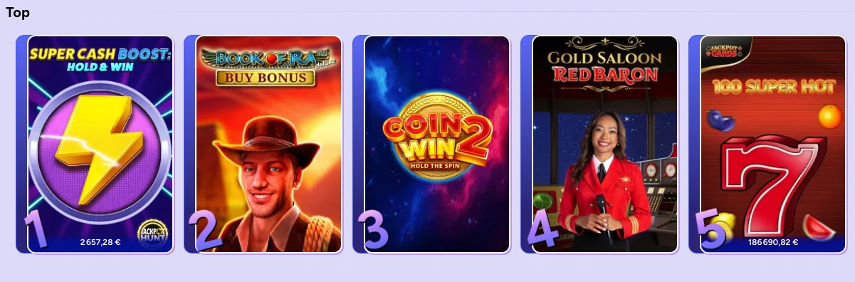 Collection de jeux Spinbara Casino